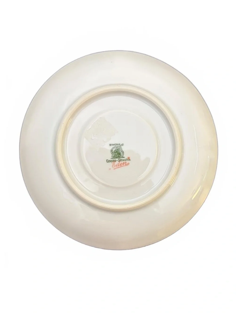 Vintage Bohemia Eden Czechoslovakia Bird Floral Porcelain Saucer Gold Trim